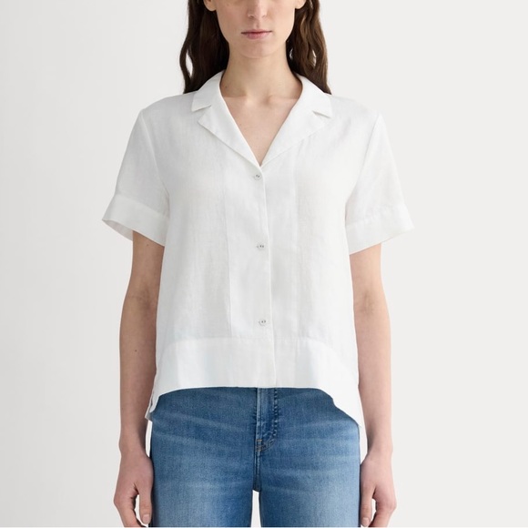 Everlane Tops - Everlane notch white linen Button up blouse
